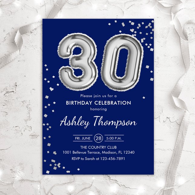 Invitación 30.º cumpleaños - Marina de los Globos Plateados (Subido por el creador)