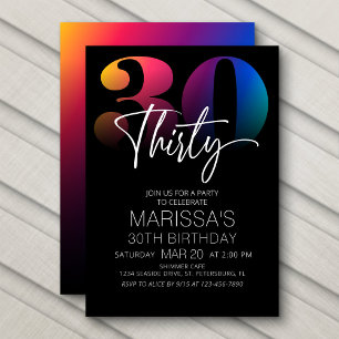 Invitación 30.º cumpleaños moderno