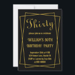 Invitación 30.º cumpleaños moderno simple negro y dorado míni<br><div class="desc">30.º cumpleaños moderno simple negro y dorado mínimo</div>