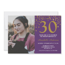 30.º cumpleaños Morple Gold Confetti Foto moderna