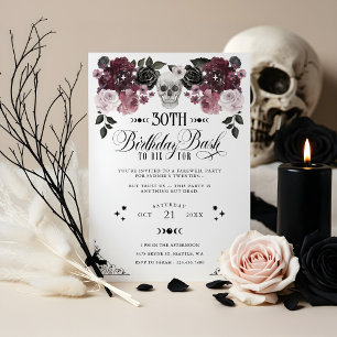 Invitación 30.º cumpleaños muere por cráneo floral gótico