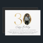Invitación 30.º cumpleaños Oro moderno elegante foto elegante<br><div class="desc">30 Cumpleaños Modern Gold foto elegante fiesta elegante diseño de invitaciones.</div>