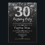 Invitación 30.º cumpleaños - Plata negra<br><div class="desc">30.ª Invitación de cumpleaños. Elegante diseño blanco negro con una falsa plata purpurina. Cumpleaños de adultos. Presenta diamantes y tipos de letra de guión. invitaciones de cumpleaños de hombres o mujeres. Perfecto para una elegante fiesta de cumpleaños. Mándame un mensaje si necesitas más personalización.</div>