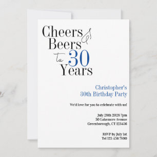 Invitación 30.º cumpleaños simple Fiesta de cervezas
