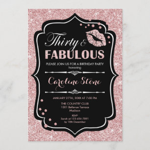 Invitación 30.º cumpleaños - Treinta Fabulosos Rosas de oro n