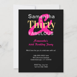 Invitación 30.º cumpleaños Treinta y Fabuloso Fiesta