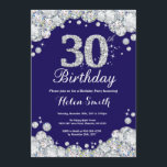 Invitación 30.º Diamante Azul y Plata de la Armada de Cumplea<br><div class="desc">30.ª Invitación de cumpleaños. Diamante Diamante de imitación azul marino y plateado. Elegante invitación de Bash de cumpleaños. Cumpleaños de adultos. Cumpleaños de las mujeres. Cumpleaños de los hombres. Para una mayor personalización,  haga clic en el botón "Personalizar" y utilice nuestra herramienta de diseño para modificar esta plantilla.</div>
