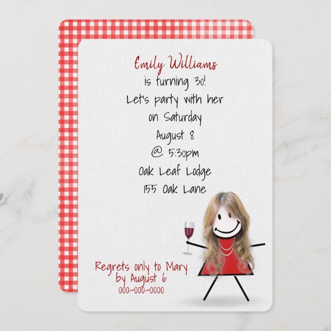 Invitación 30.º Fiesta Chica con vino (Anverso / Reverso)