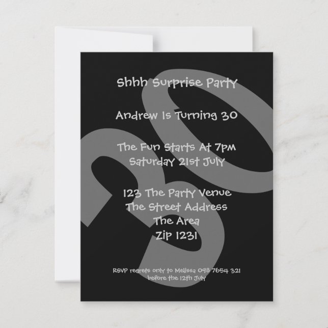 Invitación 30.º Fiesta de cumpleaños (Anverso)