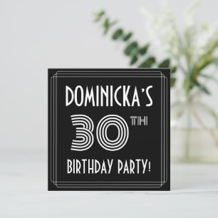 Invitación 30.º Fiesta de cumpleaños: Art Deco Style con nomb