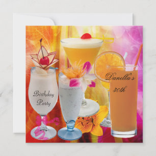Invitación 30.º Fiesta de cumpleaños bebidas tropicales cócte