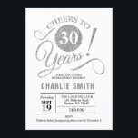 Invitación 30.º Fiesta de cumpleaños - Blanco plateado<br><div class="desc">30.ª invitación a la fiesta de cumpleaños en falso plateado y blanco. ¡Salud a 30 años! Se puede personalizar en cualquier edad. Por favor,  envíeme un mensaje si necesita más personalización.</div>