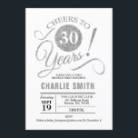 Invitación 30.º Fiesta de cumpleaños - Blanco plateado<br><div class="desc">30.ª invitación a la fiesta de cumpleaños en falso plateado y blanco. ¡Salud a 30 años! Se puede personalizar en cualquier edad. Por favor,  envíeme un mensaje si necesita más personalización.</div>