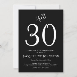 Invitación 30.º Fiesta De Cumpleaños Blanco Y Negro