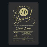 Invitación 30.º Fiesta de cumpleaños - Chalkboard Gold<br><div class="desc">30.ª invitación a la fiesta de cumpleaños en falso purpurina de oro y pizarra negra patrón. Diseño sencillo y moderno,  perfecto para un fiesta elegante. ¡Salud a 30 años! ¡Se puede personalizar en cualquier edad! Por favor,  envíeme un mensaje si necesita más personalización.</div>