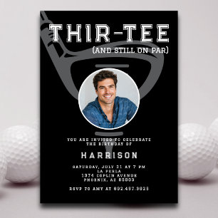 Invitación 30.º Fiesta de cumpleaños foto de negro de golf mo