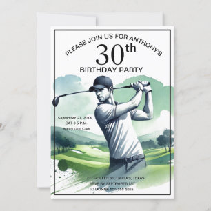Invitación 30.º Fiesta de cumpleaños Golfer Par Sports Golf