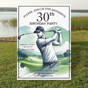 Invitación 30.º Fiesta de cumpleaños Golfer Par Sports Golf