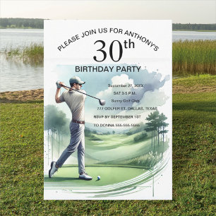 Invitación 30.º Fiesta de cumpleaños Golfer Par Sports Golf