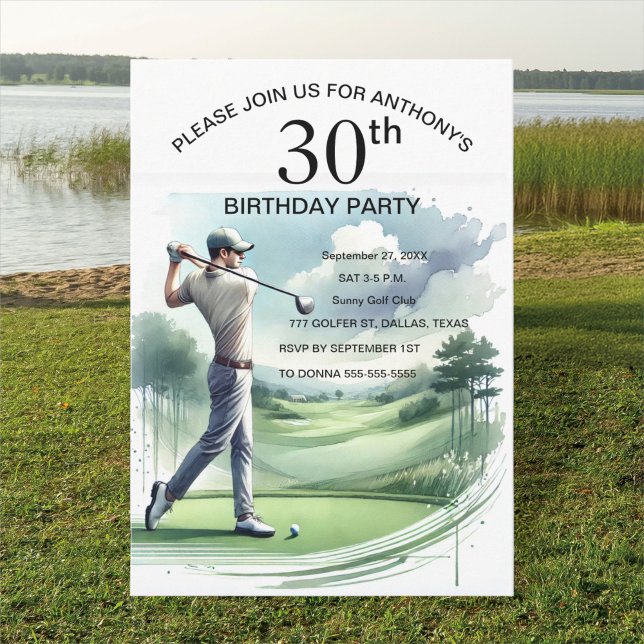 Invitación 30.º Fiesta de cumpleaños Golfer Par Sports Golf (Subido por el creador)