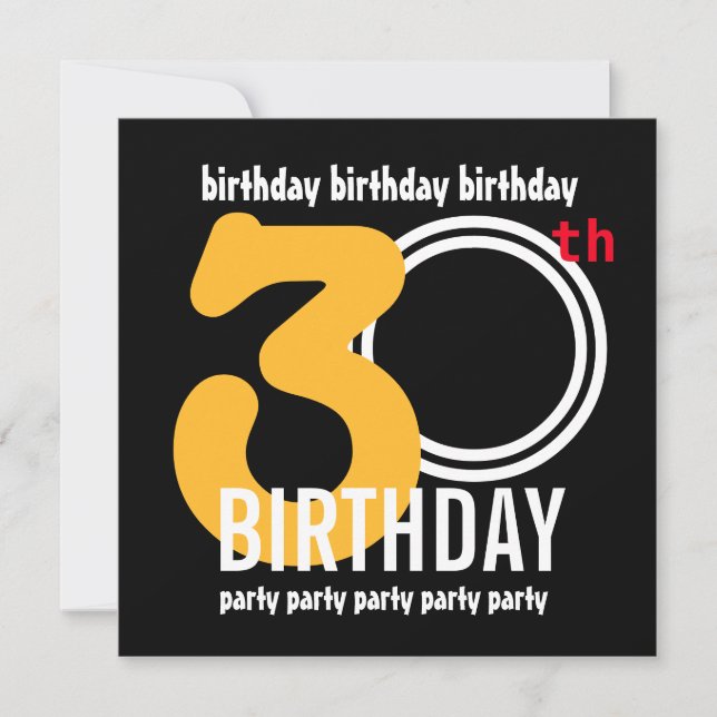 Invitación 30.º Fiesta de cumpleaños Grandes números modernos (Anverso)
