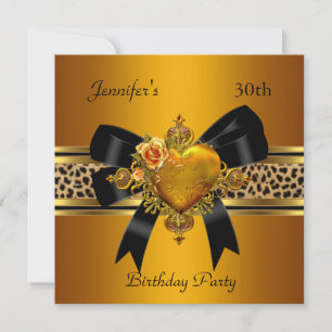 Invitación 30.º Fiesta de cumpleaños Leopardo de oro del cora