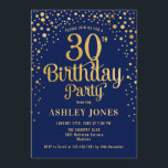Invitación 30.º Fiesta de cumpleaños - Marina y Oro<br><div class="desc">30.ª Invitación a la fiesta de cumpleaños. Elegante diseño en azul marino y falso oro purpurina. Presenta un diseño elegante de tipo de letra y letra de guión. Mándame un mensaje si necesitas edad personalizado.</div>