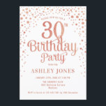 Invitación 30.º Fiesta de cumpleaños - Oro blanco y Rosa<br><div class="desc">30.ª Invitación a la fiesta de cumpleaños. Elegante diseño de rosa blanco,  rosa y falso purpurina. Presenta un diseño elegante de tipo de letra y letra de guión. Mándame un mensaje si necesitas edad personalizado.</div>