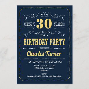 Invitación 30.º Fiesta de cumpleaños - Oro de la Marina