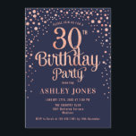 Invitación 30.º Fiesta de cumpleaños - Oro de la Marina y el<br><div class="desc">30.ª Invitación a la fiesta de cumpleaños. Elegante diseño de color azul marino y rosa purpurina falso oro. Presenta un diseño elegante de tipo de letra y letra de guión. Mándame un mensaje si necesitas edad personalizado.</div>