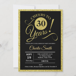 Invitación 30.º Fiesta de cumpleaños - Oro negro