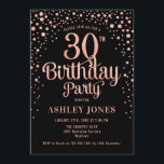 Invitación 30.º Fiesta de cumpleaños - Oro negro y Rosa<br><div class="desc">30.ª Invitación a la fiesta de cumpleaños. Elegante diseño en oro rosa negro y falso purpurina. Presenta un diseño elegante de tipo de letra y letra de guión. Mándame un mensaje si necesitas edad personalizado.</div>