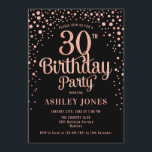 Invitación 30.º Fiesta de cumpleaños - Oro negro y Rosa<br><div class="desc">30.ª Invitación a la fiesta de cumpleaños. Elegante diseño en oro rosa negro y falso purpurina. Presenta un diseño elegante de tipo de letra y letra de guión. Mándame un mensaje si necesitas edad personalizado.</div>