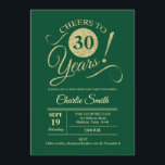 Invitación 30.º Fiesta de cumpleaños - Oro verde<br><div class="desc">30.ª invitación a la fiesta de cumpleaños en verde oscuro de selva esmeralda con un falso patrón de oro purpurina. Presenta el tipo de letra de guión de tipografía de moda. Diseño sencillo y moderno, perfecto para un fiesta elegante. ¡Salud a 30 años! ¡Se puede personalizar en cualquier edad! Por...</div>