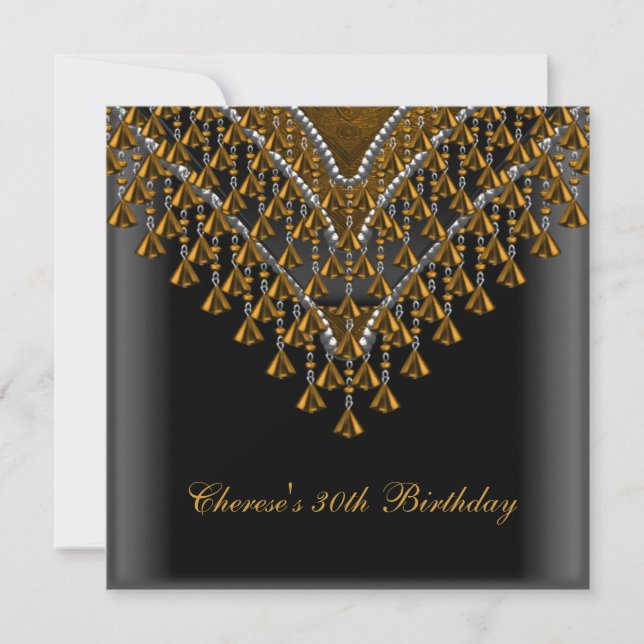 Invitación 30.º Fiesta de cumpleaños perlas de bronce de oro  (Anverso)
