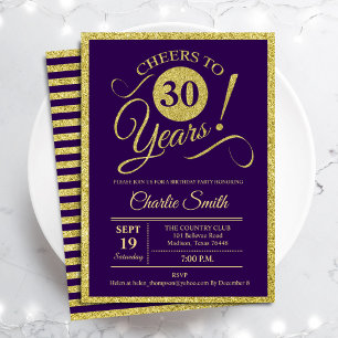 Invitación 30.º Fiesta de cumpleaños - Púrpura dorada CUALQUI