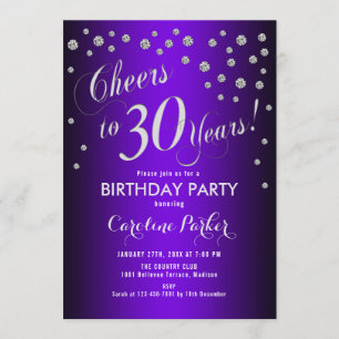 Invitación 30.º Fiesta de cumpleaños - Púrpura plateado