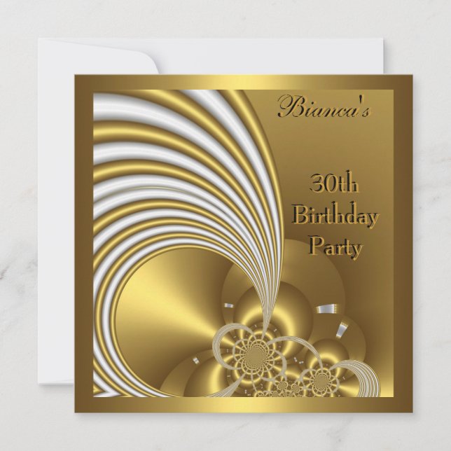 Invitación 30.º Fiesta de cumpleaños Resumen Blanc (Anverso)
