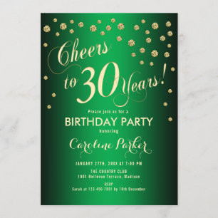 Invitación 30.º Fiesta de cumpleaños - Verde de oro