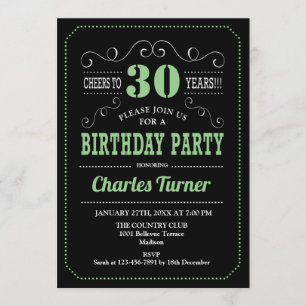 Invitación 30.º Fiesta de cumpleaños - Verde negro