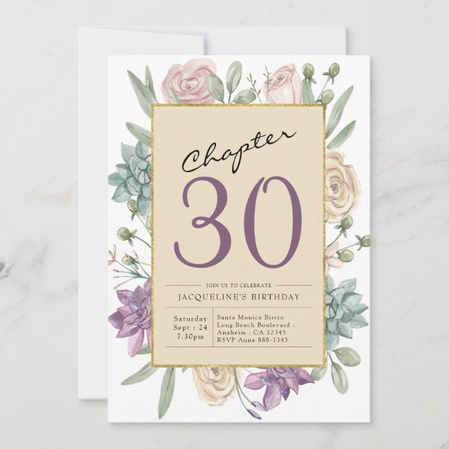 Invitación 30.º Fiesta de la sorpresa floral de cumpleaños (Anverso)