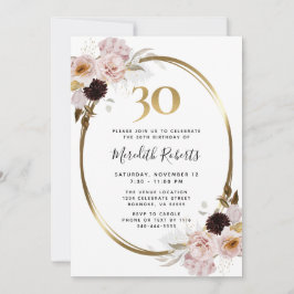 Invitación 30.º Fiesta de oro de Rosas de cumpleaños