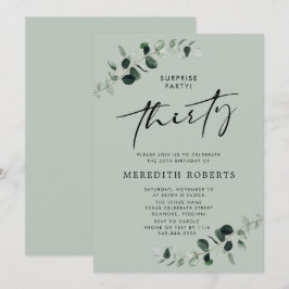 Invitación 30.º Fiesta de sorpresa de cumpleaños Eucalyptus S