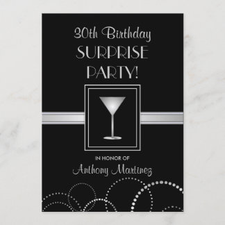 Invitación 30.º Fiesta de sorpresa de cumpleaños Silver y Bla