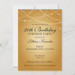 Invitación 30.º Fiesta de sorpresa Luces de cuerda de latón