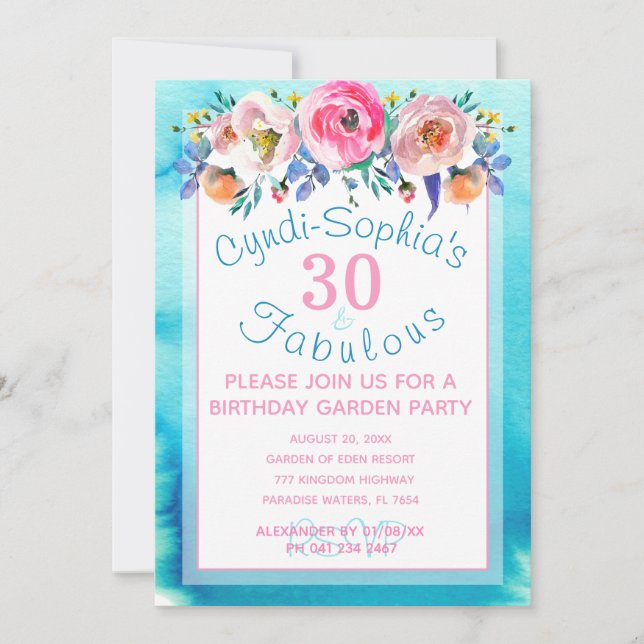 Invitación 30.º Fiesta del Jardín del Té Superior de Cumpleañ (Anverso)