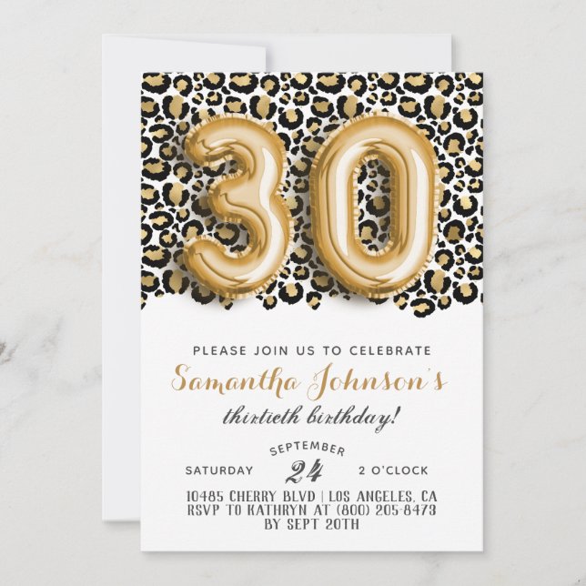 Invitación 30.º Leopard Fabulous Glam Birthday Invitation (Anverso)