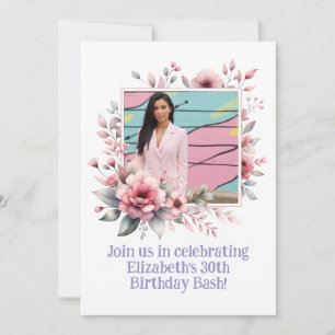 Invitación 30.º marco floral de un Personalizado Fiesta de cu