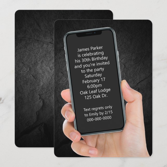 Invitación 30.º mensaje de texto Fiesta de cumpleaños (Anverso / Reverso)