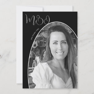 Invitación 30.º monograma elegante de foto blanca negra